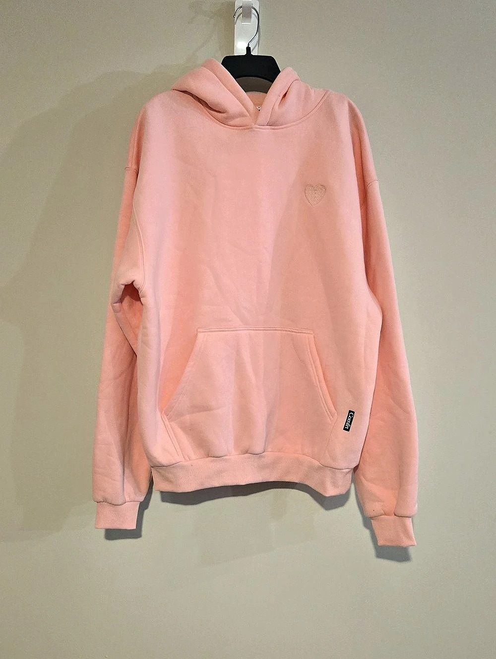 RARE Comfrt Weighted Hoodie Set In Light Pink Pastel Heart Embroidered NWOT